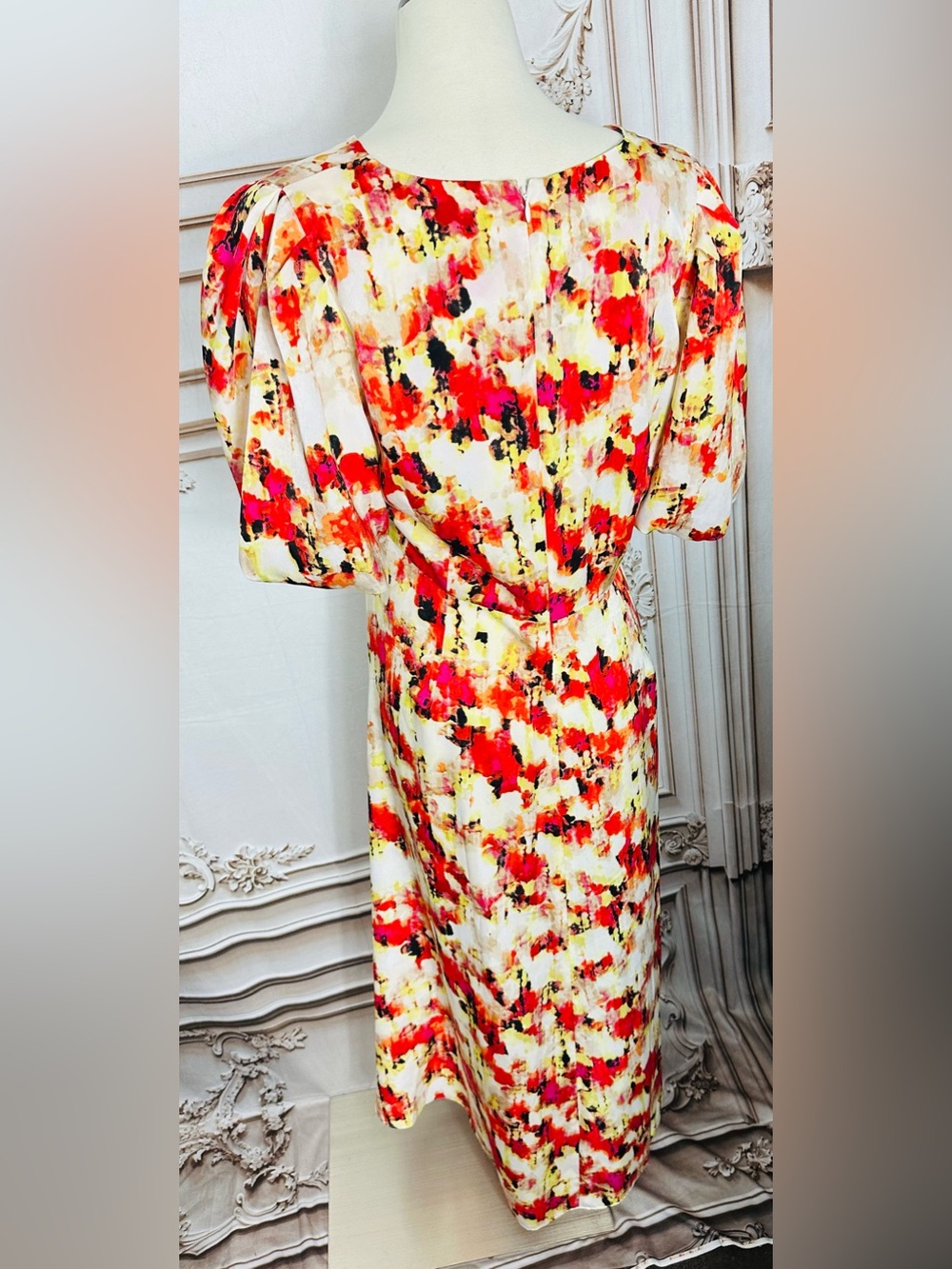 Dkny Cream Maxi Dress with Red Floral Print - Picture 4 of 13